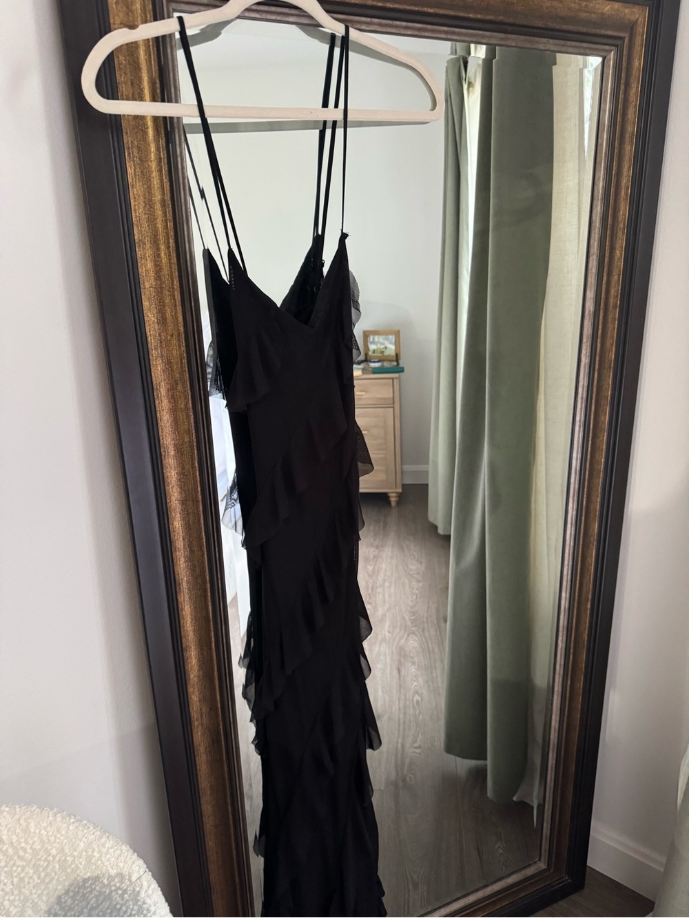 Sincerely Jules Black Ruffle Maxi Slip Dress